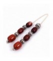Begleri beads with handmade sterling silver roller beads and red jasper, code 702
