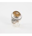 Sterling silver ring with a gold-plated rosette, code DE_282a