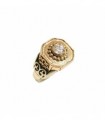Sterling silver & gold ring with zircon, code DΧ-62