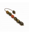 Iron tiger eye & red jasper begleri beads, code 348