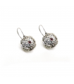 Sterling silver earrings with cross and garnet semi precious stone, S-63