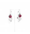 Sterling silver earrings in ring shape with cross and semi precious stones, S_159