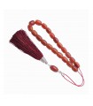 Carnelian worry beads - efhantro, with silver & silk, code 411