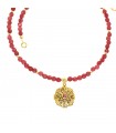 Semi precious stone necklace with a gold plated cross, code K_56